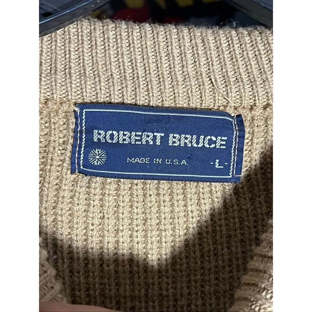 Vintage 90s Robert Bruce Men’s Wool Striped Knit Sweater